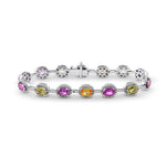 Multicolored Unheated Sri Lankan Sapphire Halo Bracelet
