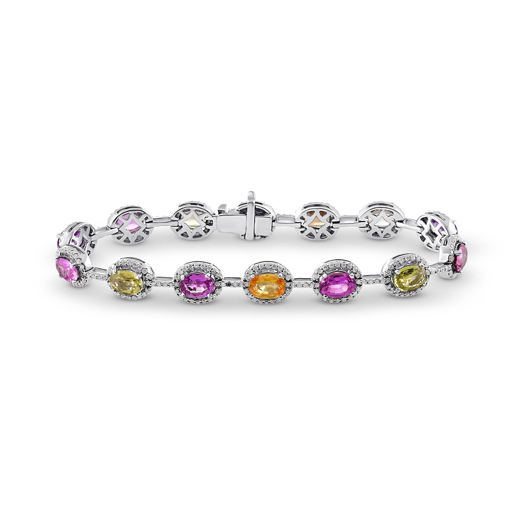 Multicolored Unheated Sri Lankan Sapphire Halo Bracelet