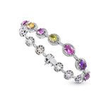 Multicolored Unheated Sri Lankan Sapphire Halo Bracelet