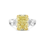 Fancy Light Yellow Radiant Three-stone Diamond Ring