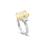 Fancy Light Yellow Radiant Three-stone Diamond Ring