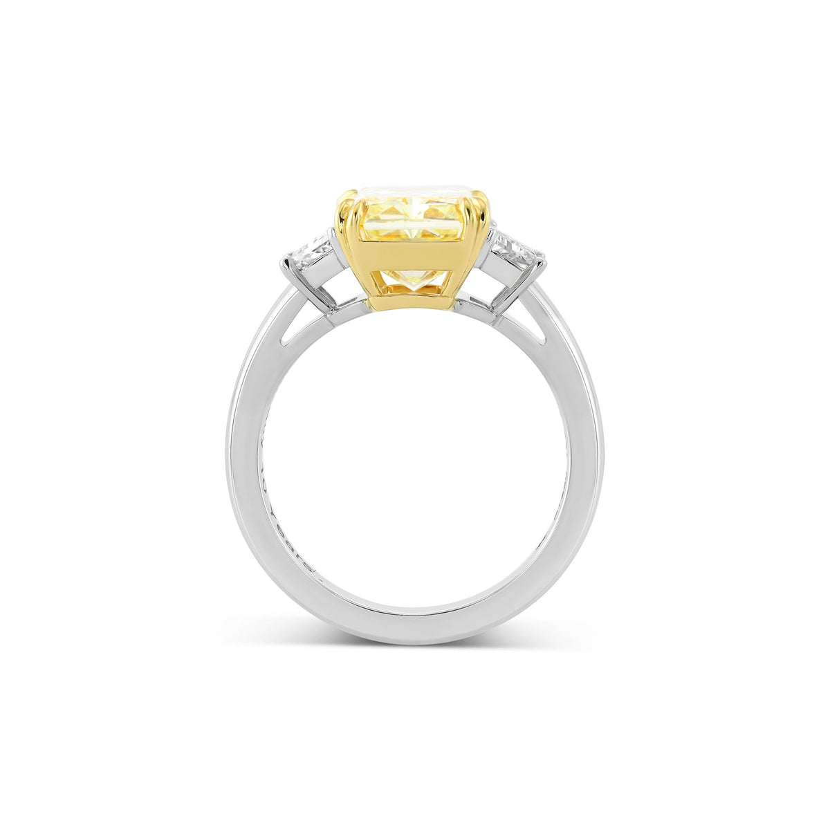 Fancy Light Yellow Radiant Three-stone Diamond Ring