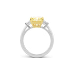 Fancy Light Yellow Radiant Three-stone Diamond Ring