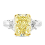 Fancy Light Yellow Radiant Three-stone Diamond Ring