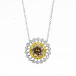 Fancy Yellow Brown Filigree Halo Diamond Pendant