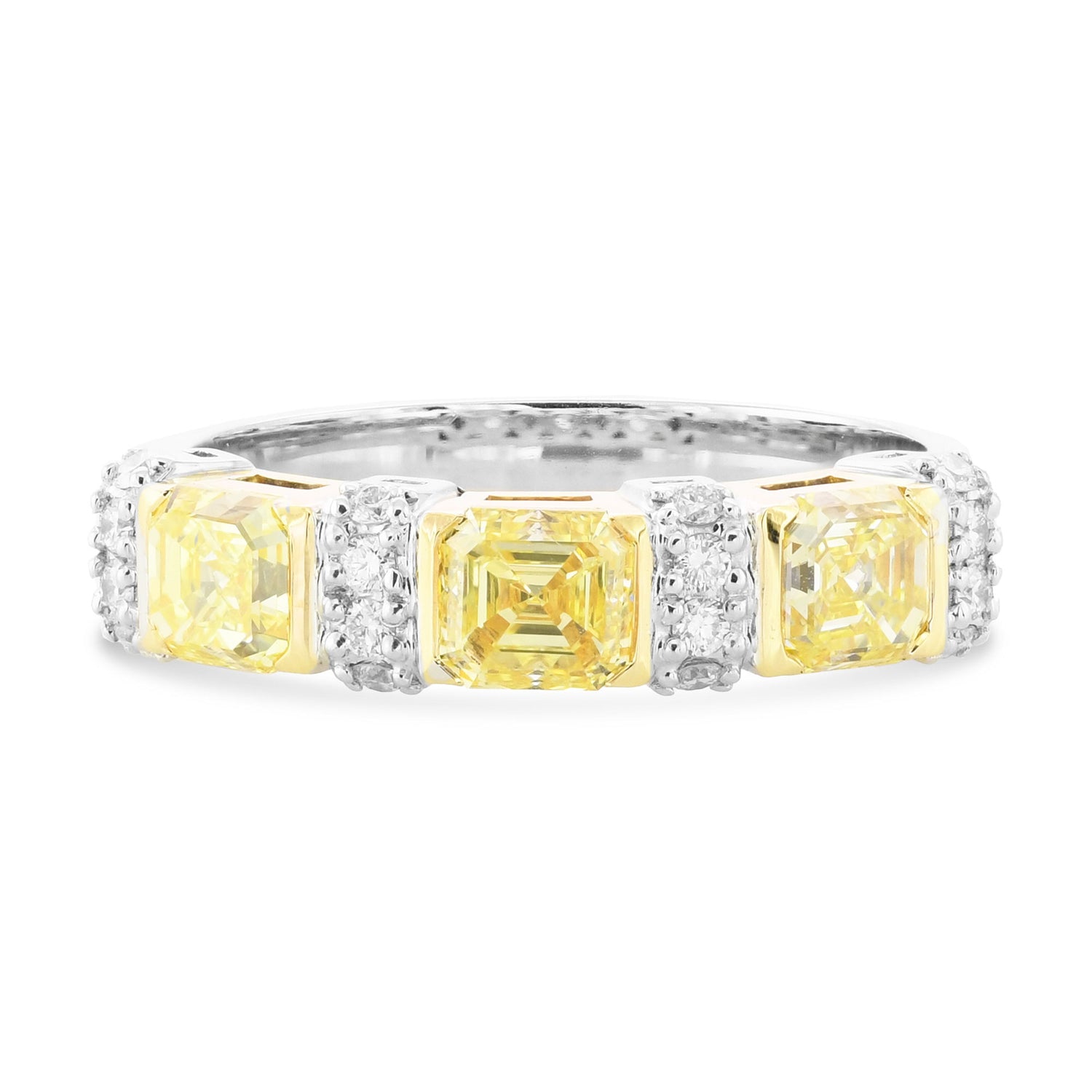 Three-stone Fancy Intense Yellow Diamond Band Ring