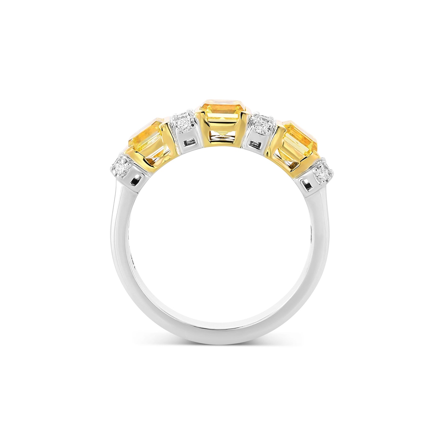 Three-stone Fancy Intense Yellow Diamond Band Ring