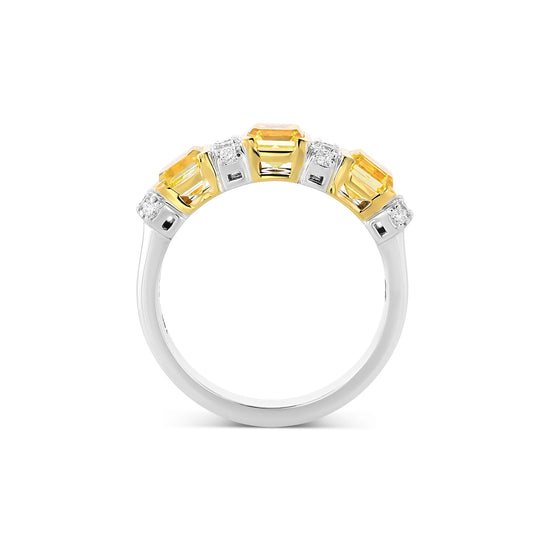 Three-stone Fancy Intense Yellow Diamond Band Ring