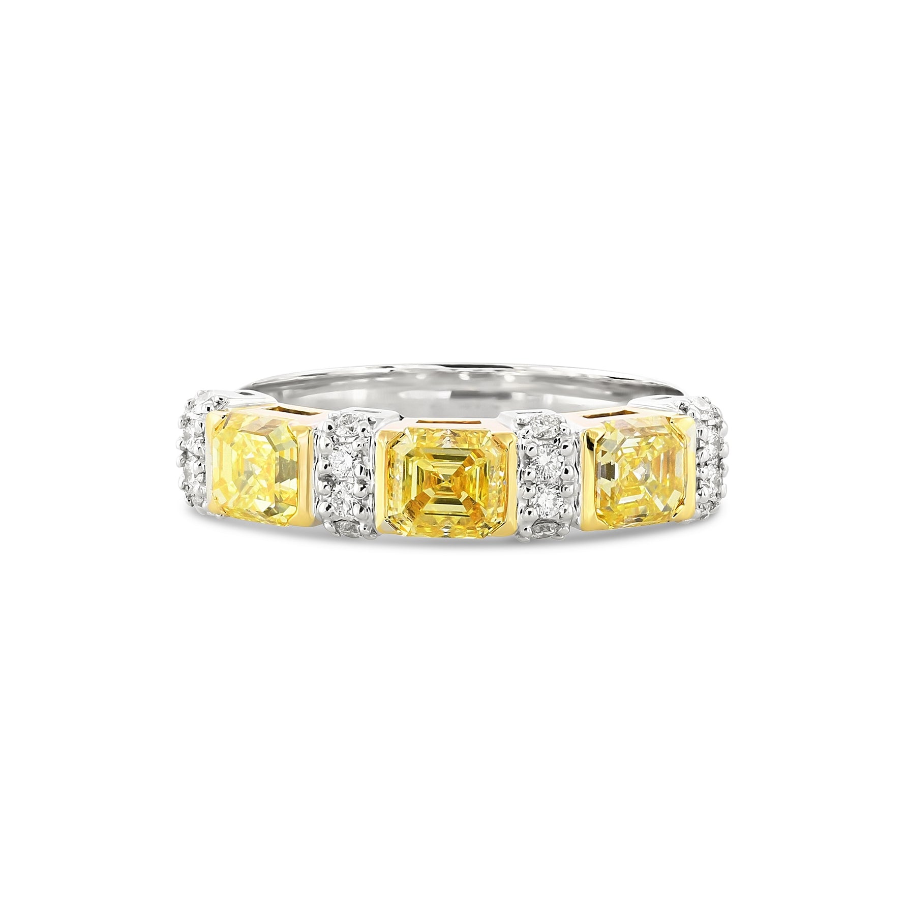 Three-stone Fancy Intense Yellow Diamond Band Ring