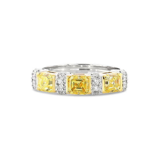Three-stone Fancy Intense Yellow Diamond Band Ring