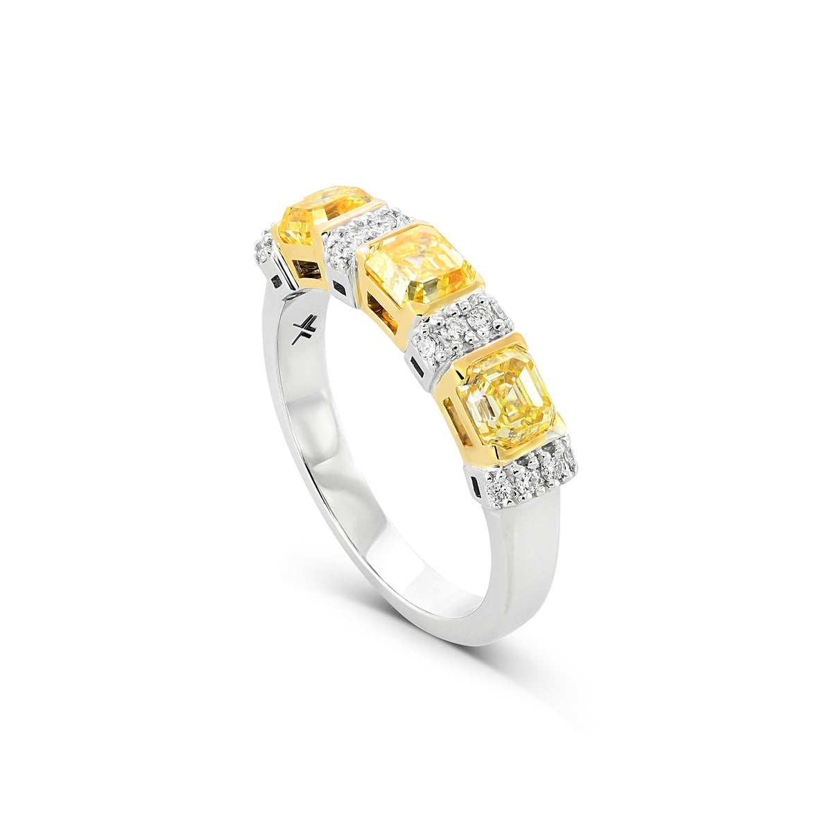 Three-stone Fancy Intense Yellow Diamond Band Ring