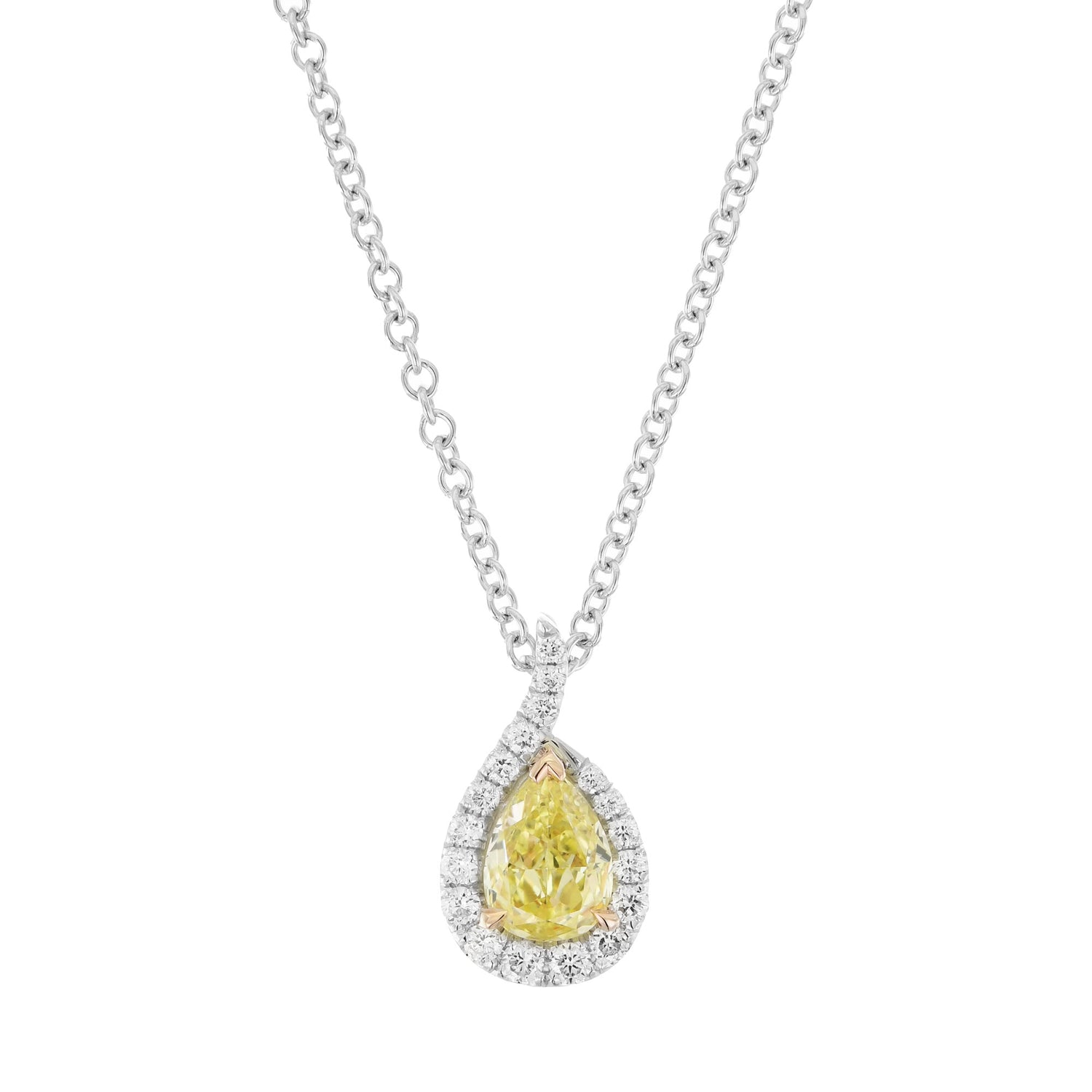 Fancy Yellow Pear Halo Pendant