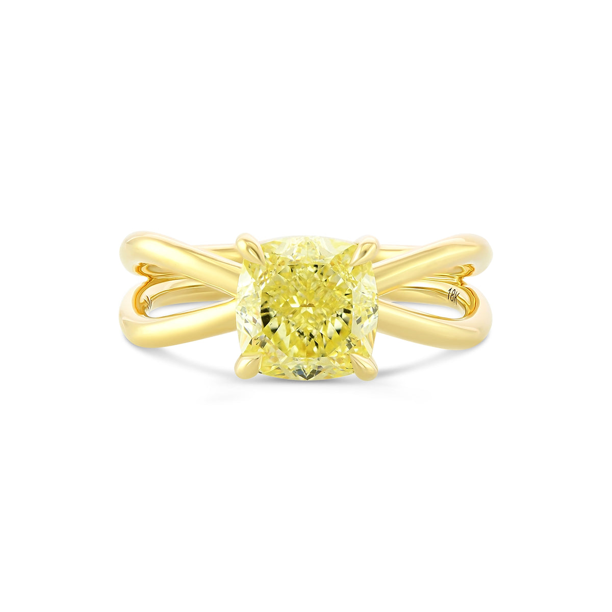 Fancy Light Yellow Cushion Solitaire Diamond Ring
