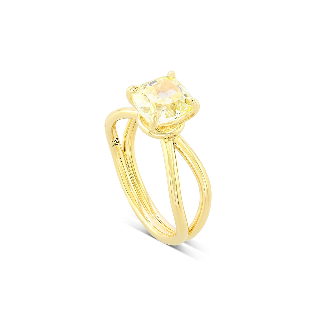 Fancy Light Yellow Cushion Solitaire Diamond Ring