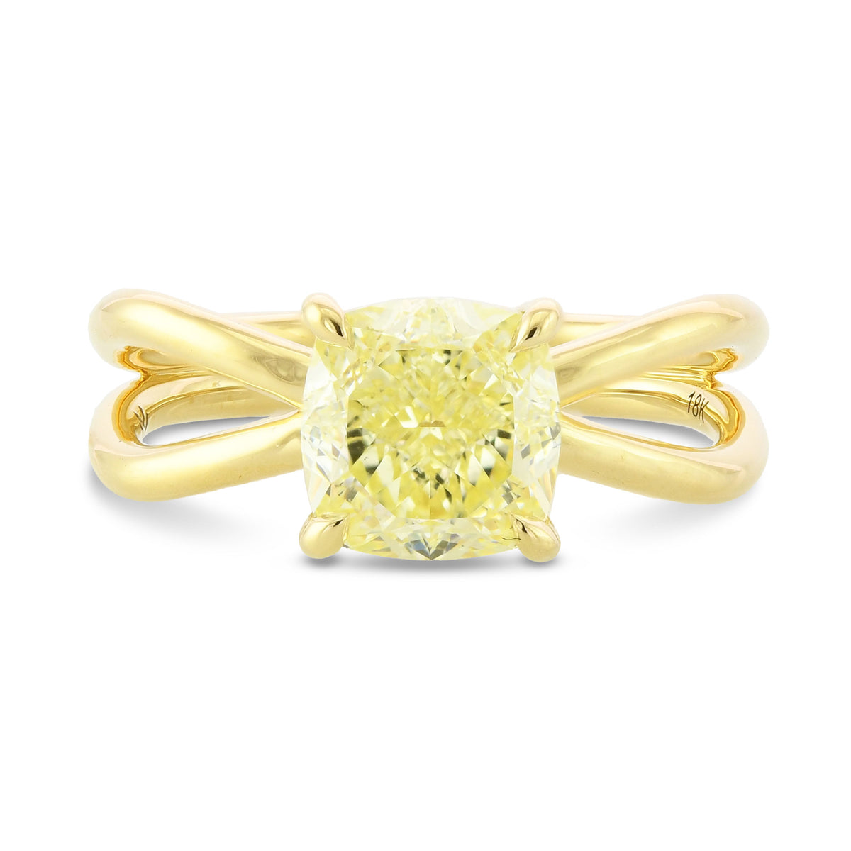 Fancy Light Yellow Cushion Solitaire Diamond Ring