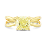 Fancy Light Yellow Cushion Solitaire Diamond Ring