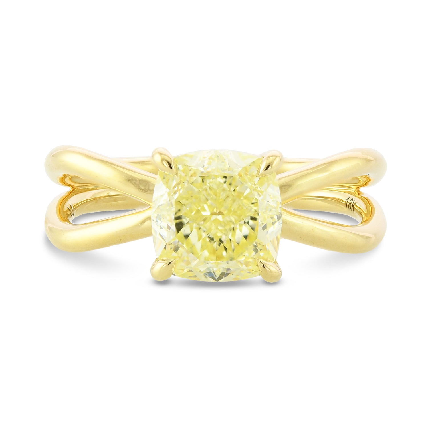 Fancy Light Yellow Cushion Solitaire Diamond Ring