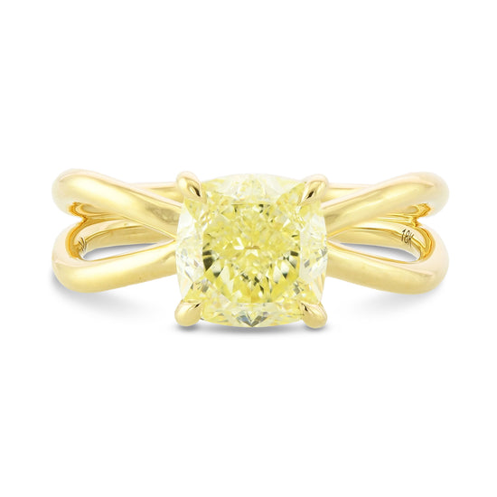 Fancy Light Yellow Cushion Solitaire Diamond Ring