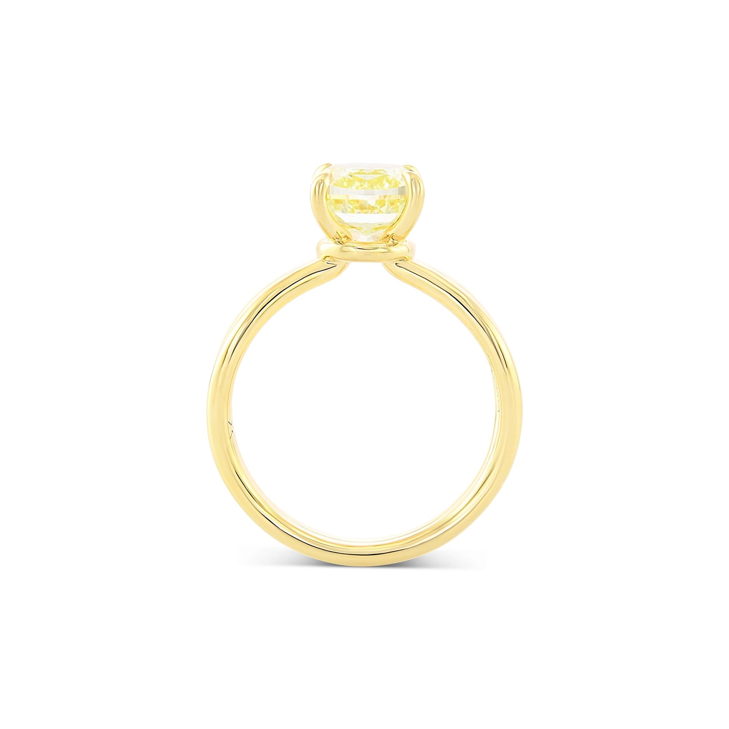 Fancy Light Yellow Cushion Solitaire Diamond Ring