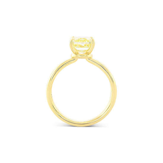 Fancy Light Yellow Cushion Solitaire Diamond Ring