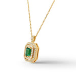 Emerald and Diamond Yellow Gold Pendant