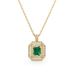 Emerald and Diamond Yellow Gold Pendant