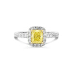 Fancy Intense Yellow Cushion Diamond Halo Ring