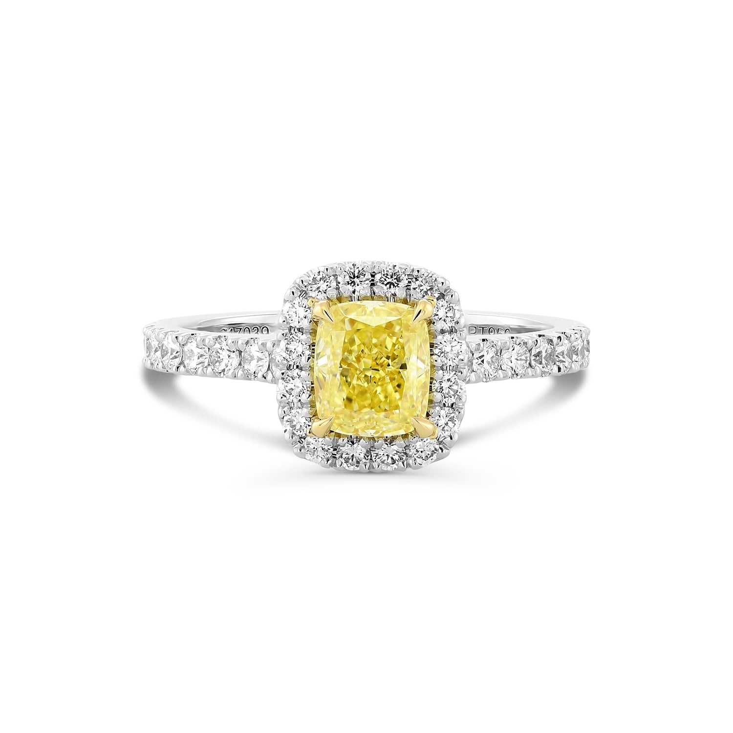 Fancy Intense Yellow Cushion Diamond Halo Ring