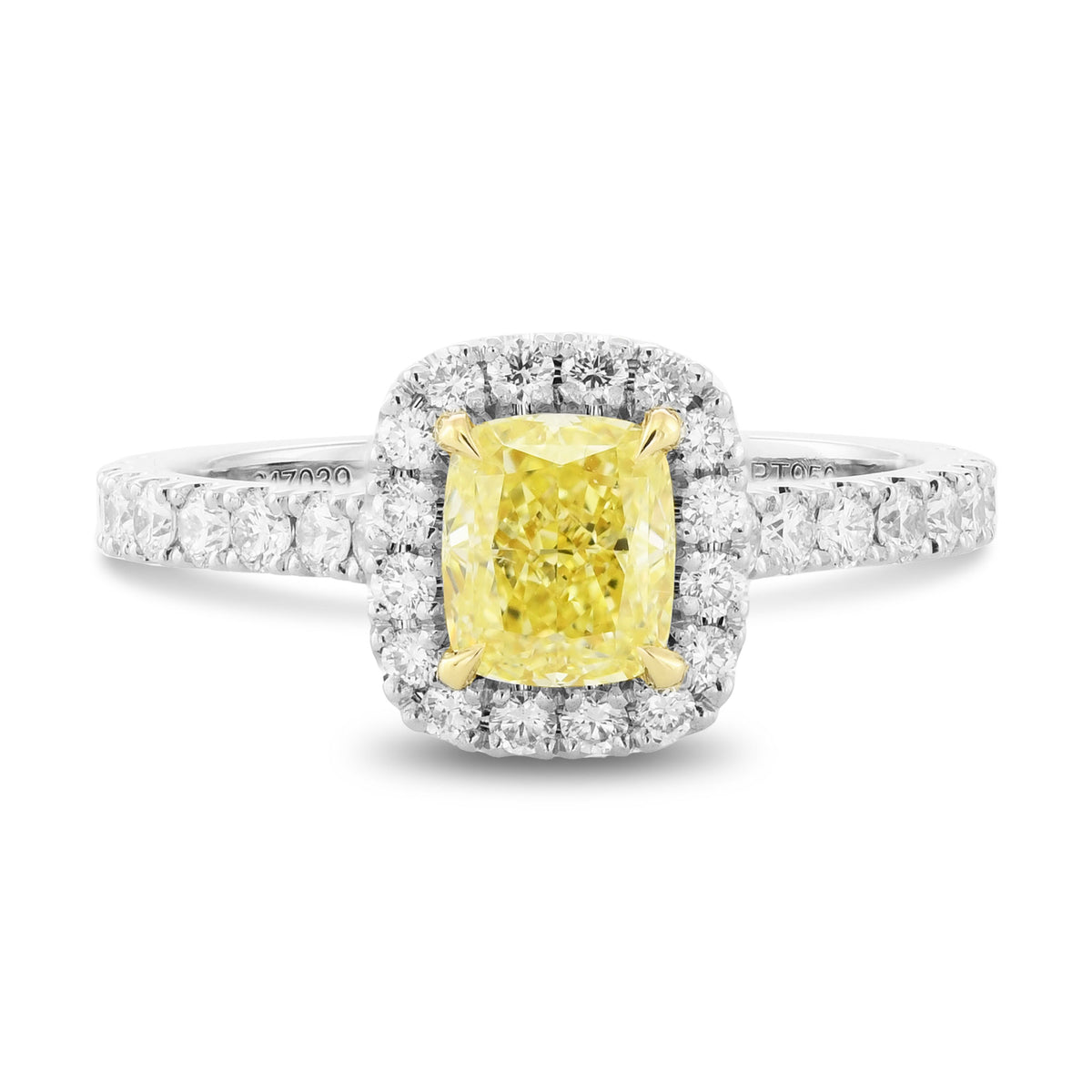 Fancy Intense Yellow Cushion Diamond Halo Ring