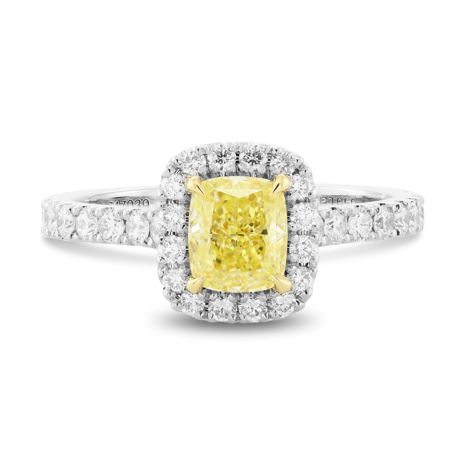 Fancy Intense Yellow Cushion Diamond Halo Ring
