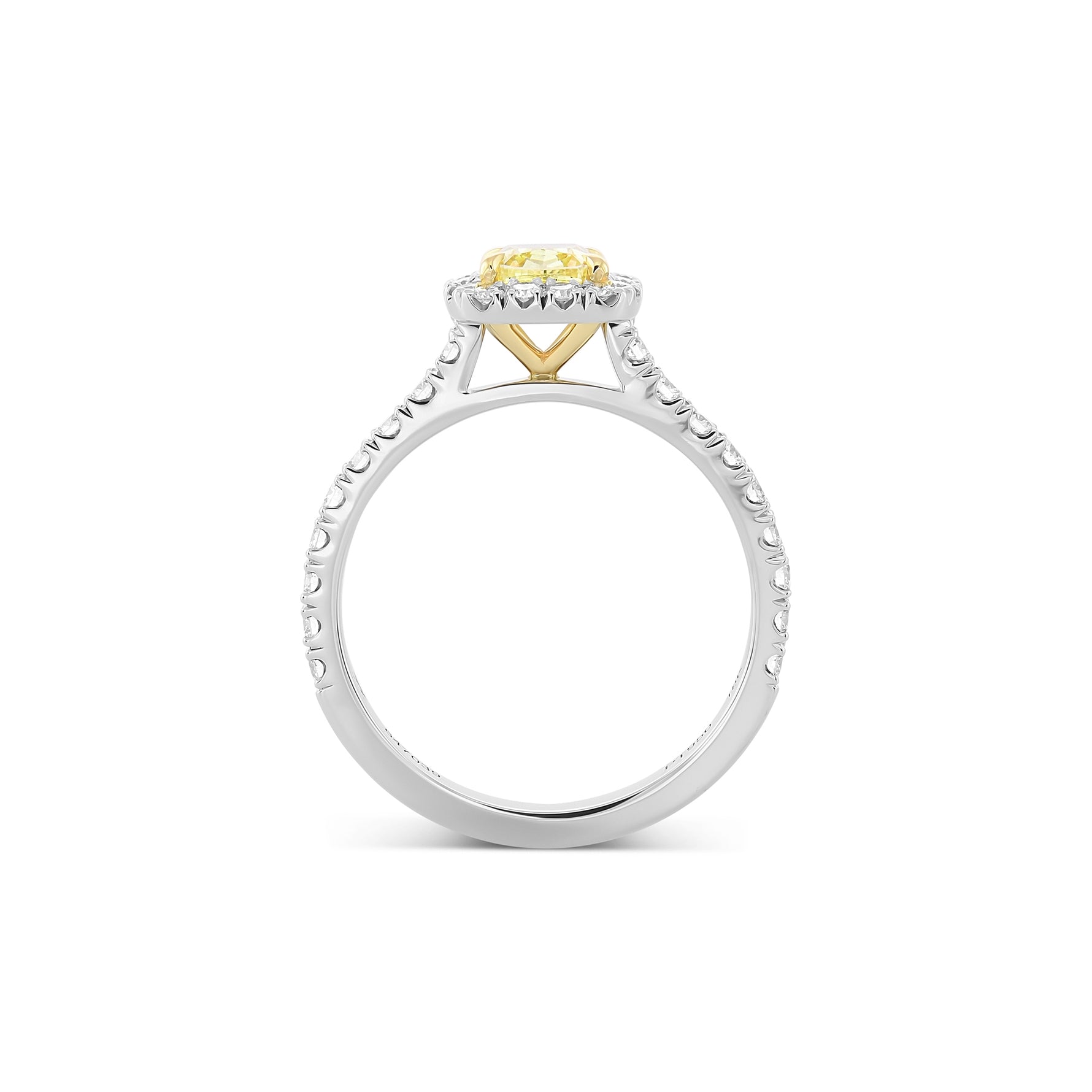Fancy Intense Yellow Cushion Diamond Halo Ring