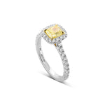 Fancy Intense Yellow Cushion Diamond Halo Ring