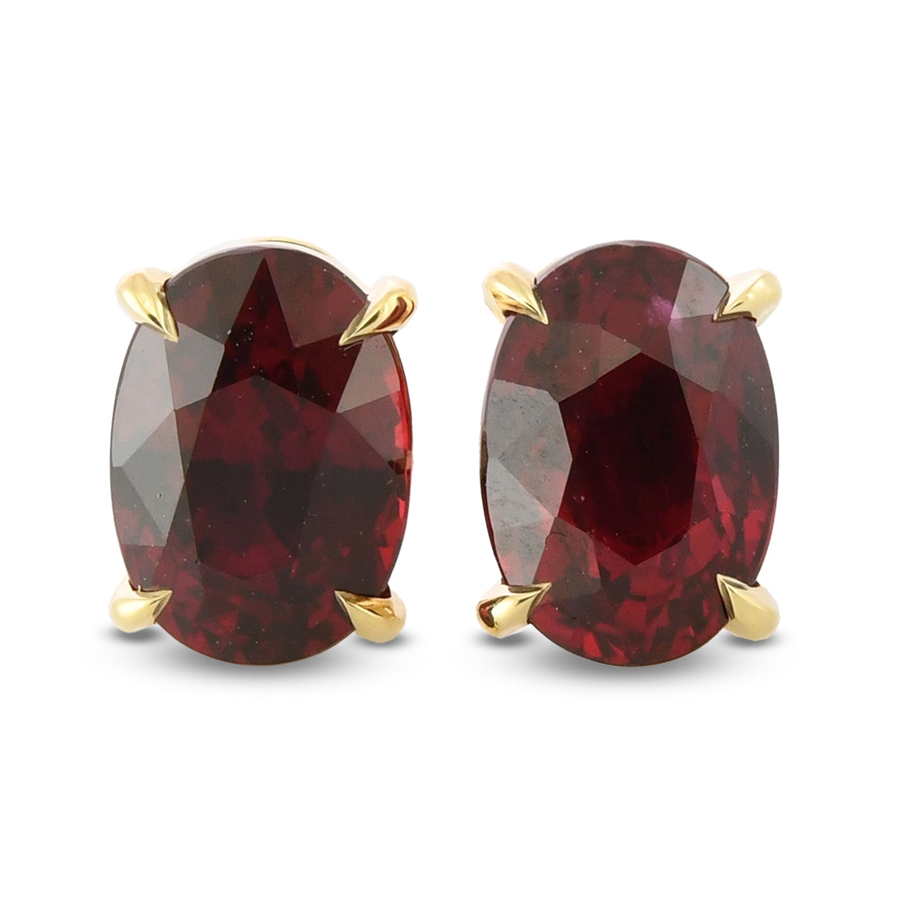Oval Pigeon Blood Ruby Stud Earrings