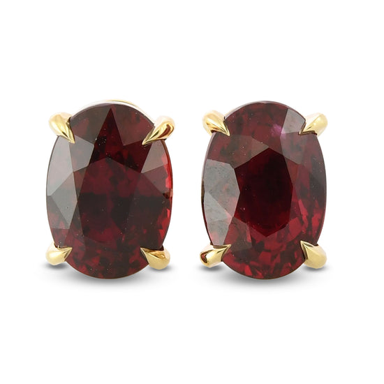 Oval Pigeon Blood Ruby Stud Earrings
