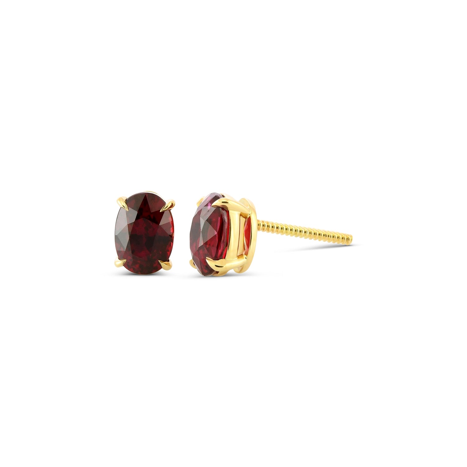 Oval Pigeon Blood Ruby Stud Earrings