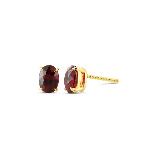 Oval Pigeon Blood Ruby Stud Earrings