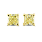 Fancy Light Yellow Radiant Diamond Stud Earrings