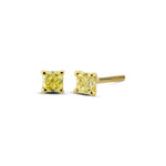 Fancy Light Yellow Radiant Diamond Stud Earrings