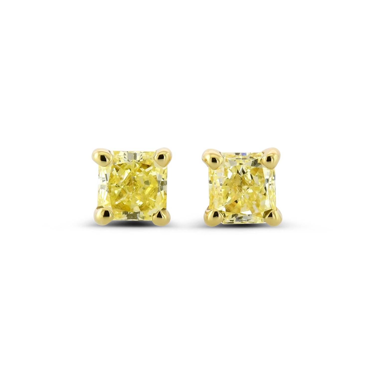 Fancy Light Yellow Radiant Diamond Stud Earrings