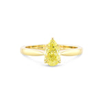 Fancy Yellow Pear Diamond Tapered Shank Solitaire Ring