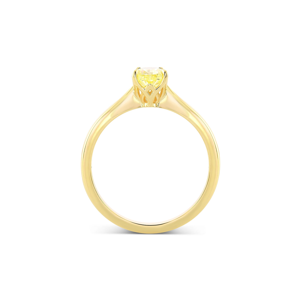 Fancy Yellow Pear Diamond Tapered Shank Solitaire Ring