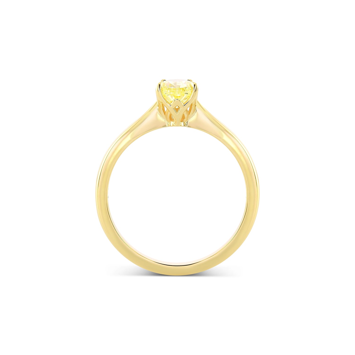 Fancy Yellow Pear Diamond Tapered Shank Solitaire Ring