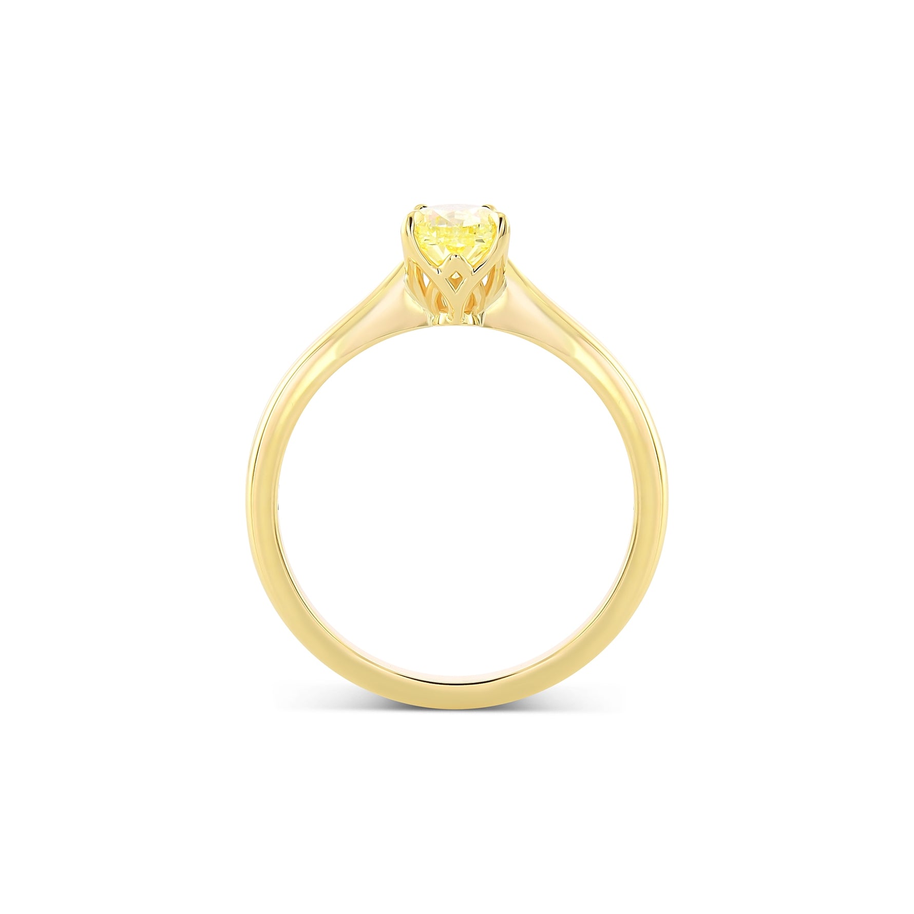 Fancy Yellow Pear Diamond Tapered Shank Solitaire Ring