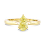Fancy Yellow Pear Diamond Tapered Shank Solitaire Ring