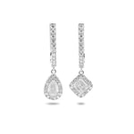 Fancy White Diamond Drop Halo Earrings