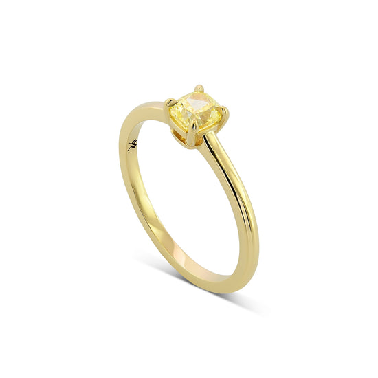Fancy Yellow Cushion Diamond Solitaire Ring