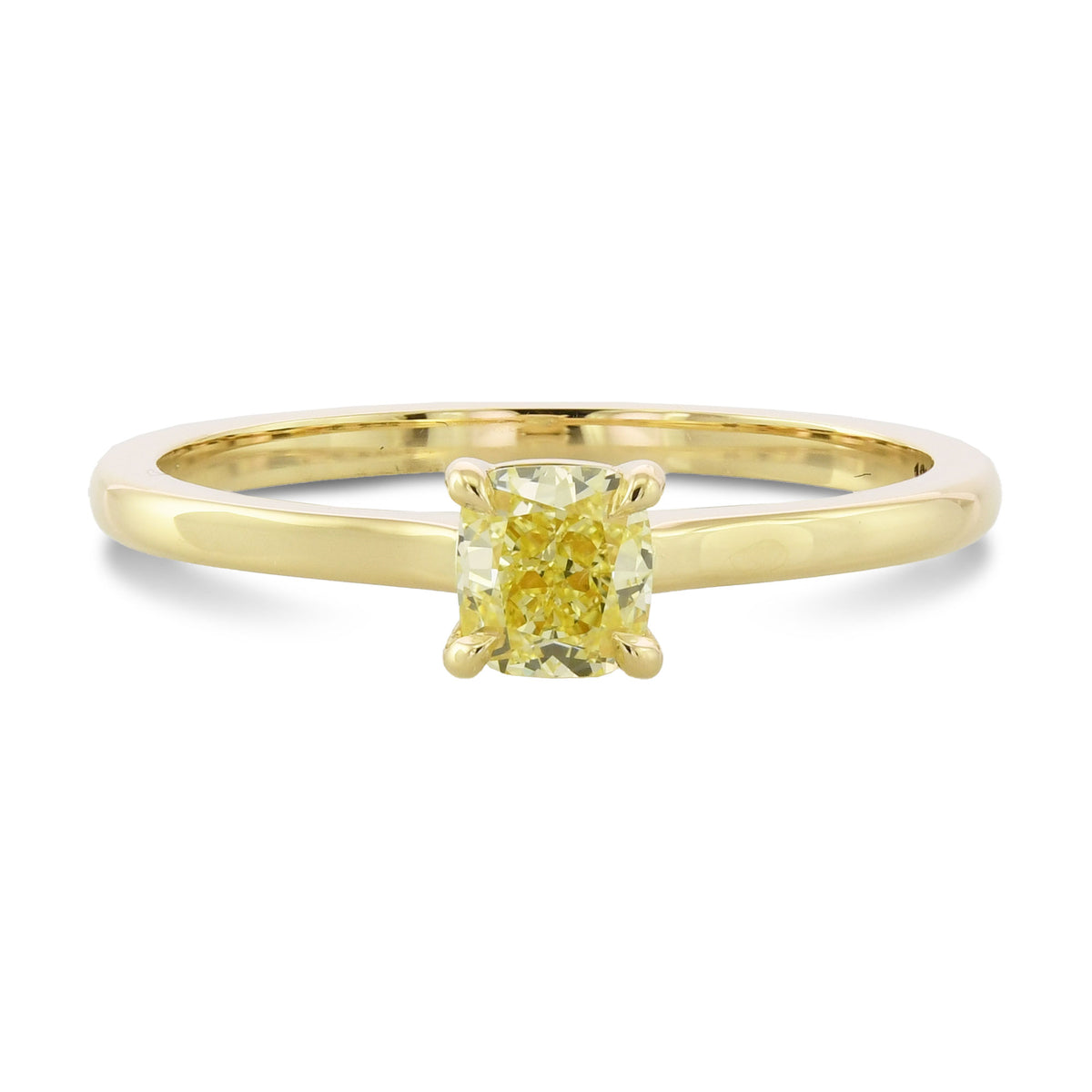 Fancy Yellow Cushion Diamond Solitaire Ring