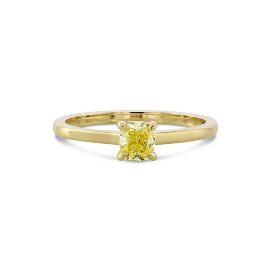Fancy Yellow Cushion Diamond Solitaire Ring