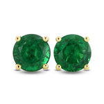 Round Emerald Stud Earrings