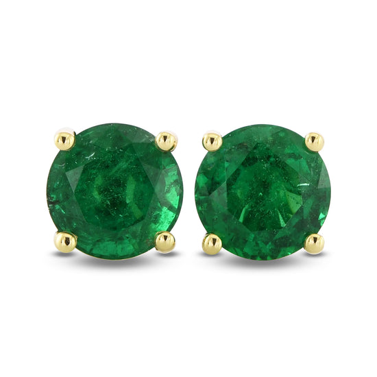 Round Emerald Stud Earrings